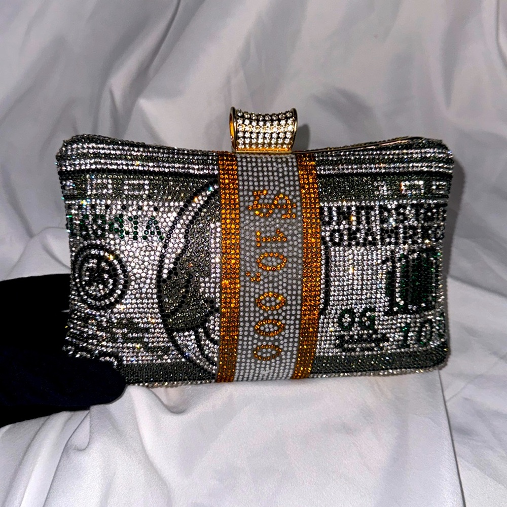 New Grey Crystal Money Bag !